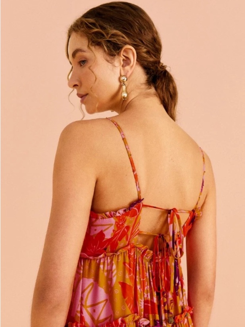 Farm Rio Floral Maxi Dress in Red & Pink Size Medium Like New - Picture 7 of 7